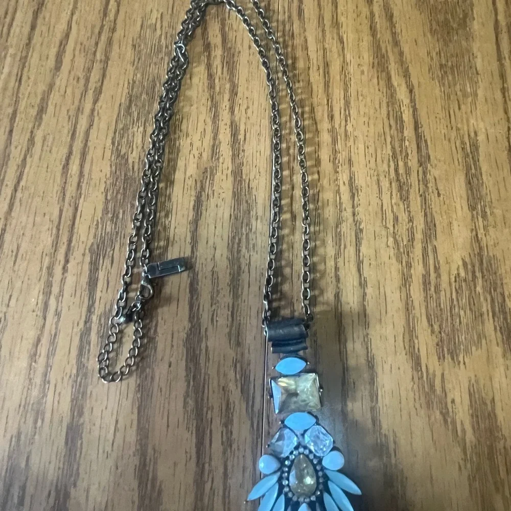 The Limited Blue and Gold Statement Necklace - Picture 2 of 4